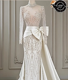 Kristal İşlemeli Sayen Fiyonk Detaylı Gelinlik 7 CİHAN BRİDAL