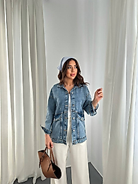 İnci Detaylı  Oversize  Denim  Ceket  7 CİHAN