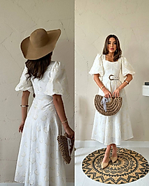 Şık Beyaz Dantel Fisto Elbise 7 CİHAN