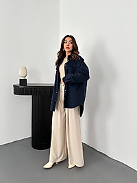 Kadın Lacivert Oversize Gömlek