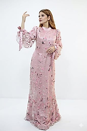 Taş dantel detaylı tesettür abiye