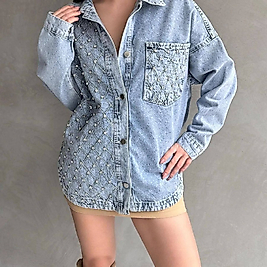 İnci İşlemeli Denim Ceket 7 CİHAN