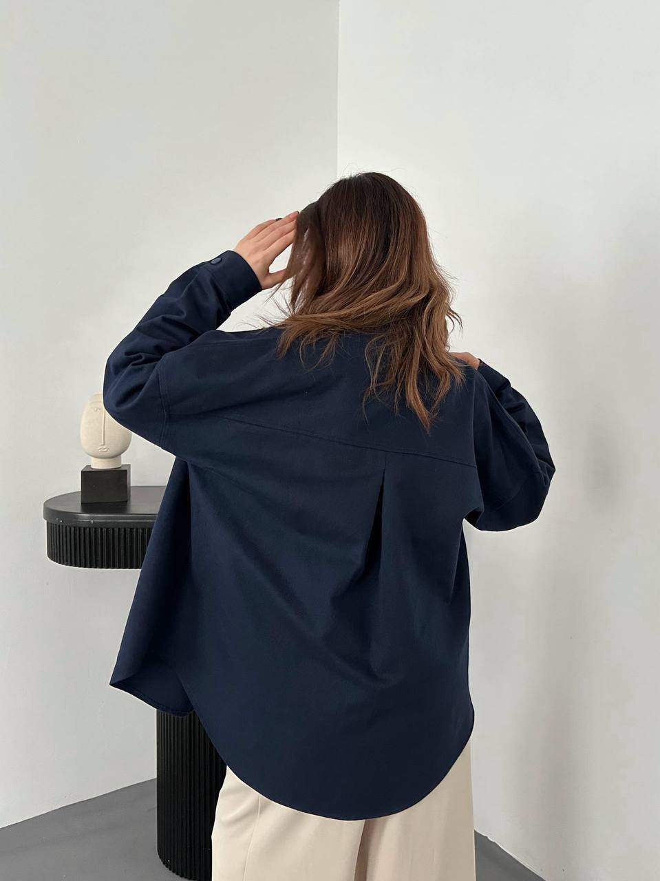 Kadın Lacivert Oversize Gömlek