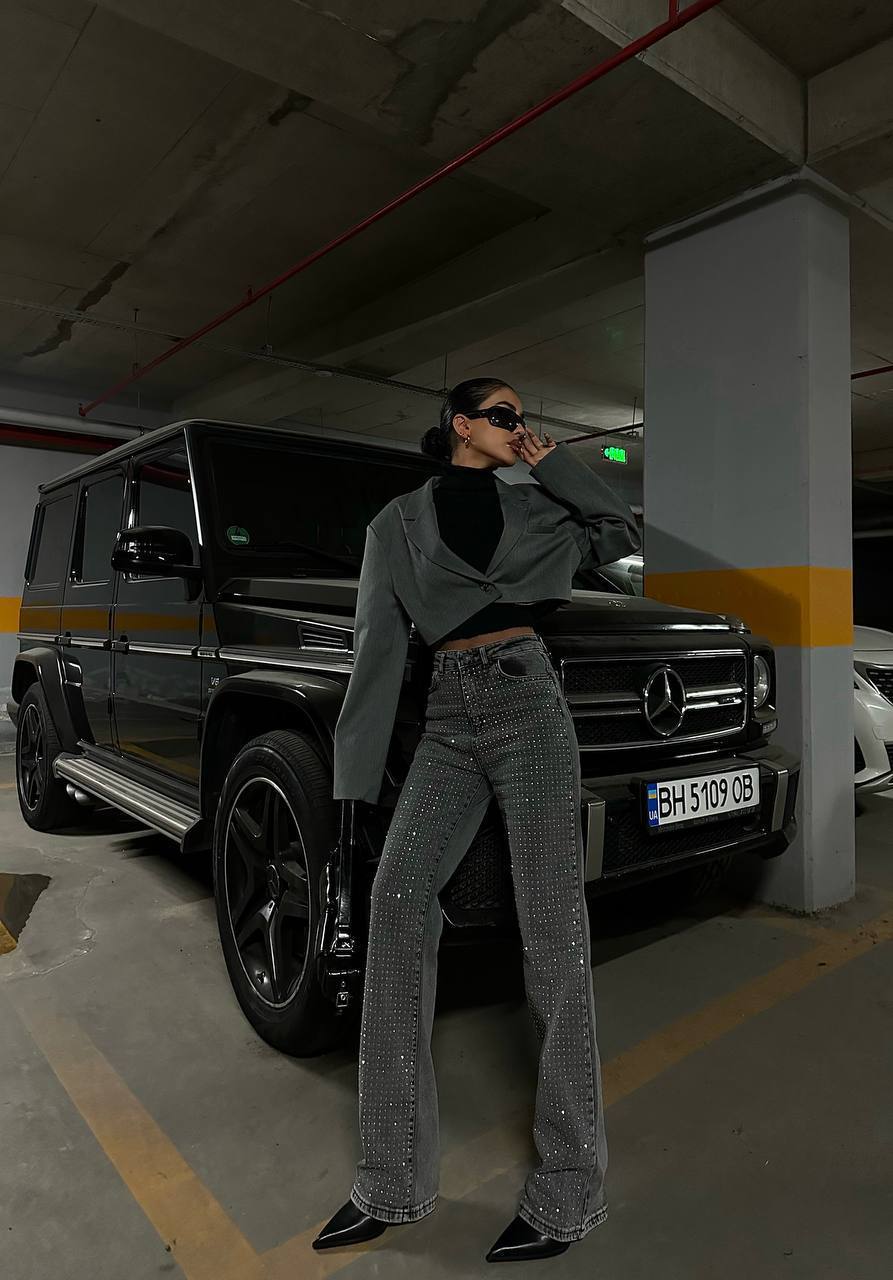 Taşlı Likralı Palazzo Pantolon